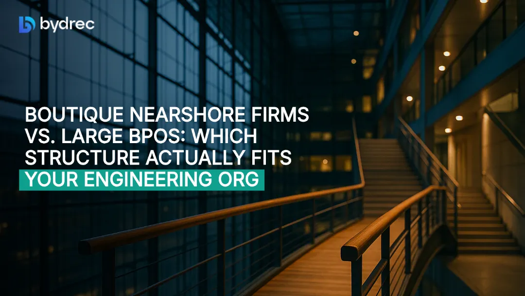 Slender wooden footbridge spans a vast glass-and-steel atrium void at dusk, symbolizing the choice between vendor structures.